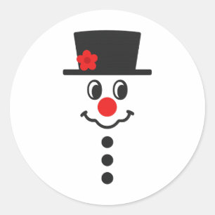 シンプルなかわいい雪だるまの顔 冬 クリスマス ホリデー ラウンドシール