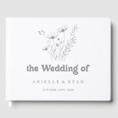 シンプルなくすみグレーのかわいい草花の結婚式 ゲストブック (正面)