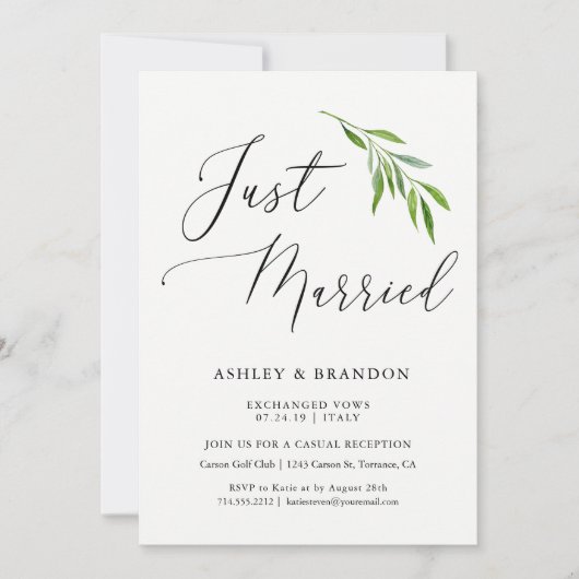 シンプルなふたりだけの結婚報告カード | 結婚しました 招待状 (正面)