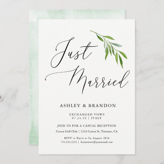 シンプルなふたりだけの結婚報告カード | 結婚しました 招待状 (正面/裏面)