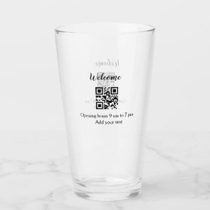 シンプルなようこそオープンのウェルカムバーコードQRに名前を追加 タンブラーグラス