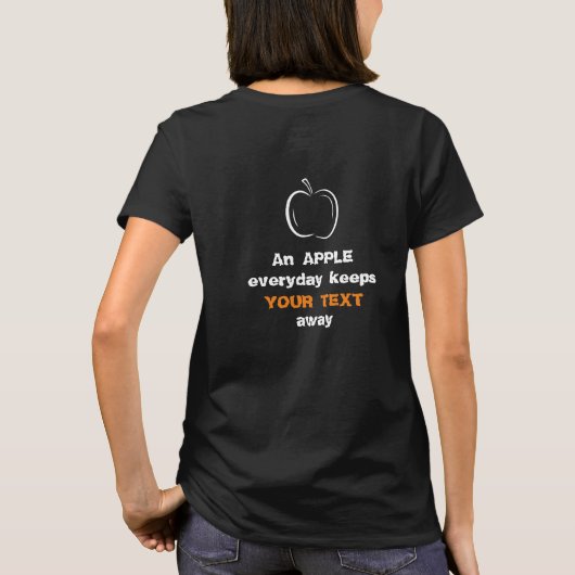 シンプルなりんごの線画 ホワイト Tシャツ (裏面)