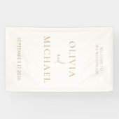 シンプルなアイボリーとタン モダンウェディング 横断幕 (横)