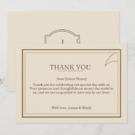 シンプルなアイボリーの結婚式のお礼カード|同柄 サンキューカード