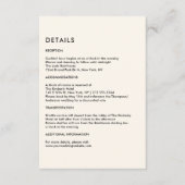 シンプルなアイボリーの結婚式 詳細 エンクロージャーカード (正面)