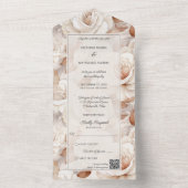 シンプルなアイボリー&錆バラQRコード オールインワン招待状 (内側)