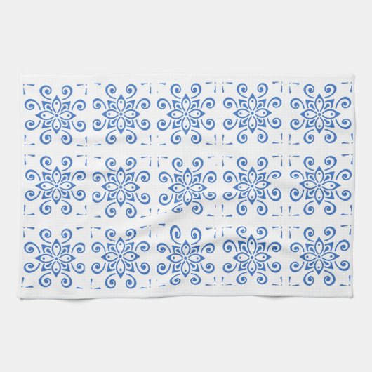 シンプルなアズレホ キッチンタオル (横)