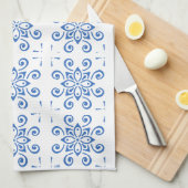 シンプルなアズレージョ キッチンタオル (四つ折り)