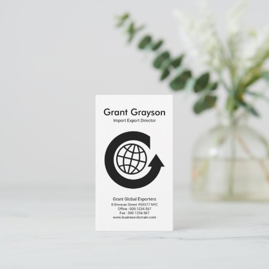 シンプルなアルファベットGの全体的な円の輸出入 名刺 (スタンド正面)