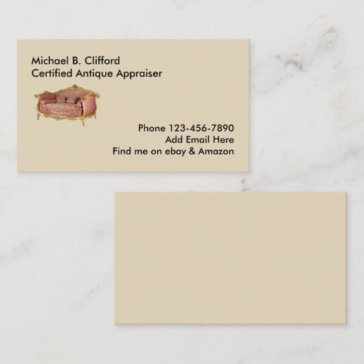 シンプルなアンティークの評価人 名刺 (正面/裏面)