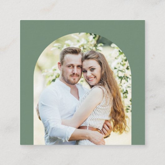 シンプルなアーチ写真QRコード招待返信カード エンクロージャーカード (裏面)