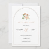 シンプルなアーチ愛の鳥は日付の招待を保存 招待状 (正面)