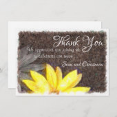 シンプルなイエローとグレーのデイジー花の水彩画 サンキューカード (正面/裏面)