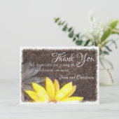 シンプルなイエローとグレーのデイジー花の水彩画 サンキューカード (スタンド正面)