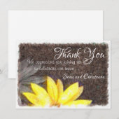 シンプルなイエローとグレーのデイジー フラワーの水彩画 サンキューカード (正面/裏面)