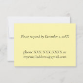 シンプルなイエローフローラルウェディングの出欠返信カード 出欠カード (裏面)