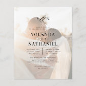 シンプルなイニシャルとカリグラフィーの写真を使った結婚式のご案内 (正面)