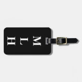 シンプルなイニシャルのモノグラムのお洒落で無地のな黒 ラゲッジタグ (正面横)