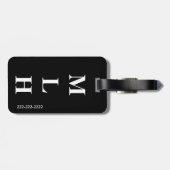 シンプルなイニシャルのモノグラムのお洒落で無地のな黒 ラゲッジタグ (裏面横)