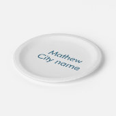 シンプルなイニシャルモノグラム あなたの名前を追加 ペーパープレート (アングル)