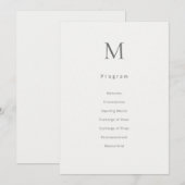 シンプルなイニシャル結婚式プログラムカード プログラム (正面/裏面)