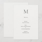 シンプルなイニシャル結婚式メニューカード メニュー (正面/裏面)