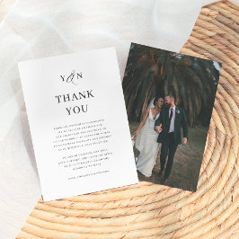 シンプルなイニシャル エレガントな結婚式 写真 サンクスカード サンキューカード