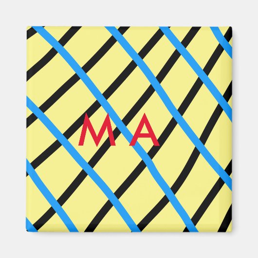 シンプルなイニシャル デザイン あなたの名前のアルファベット1文字 男 ミニマル マグネット (正面)