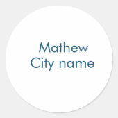 シンプルなイニシャル モノグラム 名前を追加 ラウンドシール (正面)