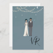 シンプルなイラストの黒人カップル セーブザデート (正面/裏面)