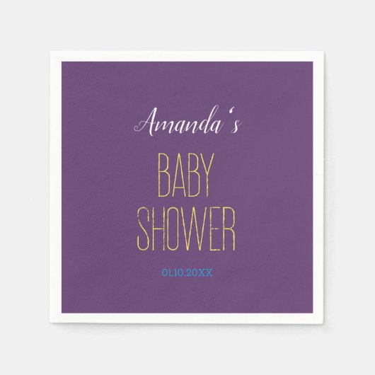 シンプルなインディゴイエロー モダン ミニマリスト ベビーシャワー スタンダードカクテルナプキン (正面)