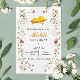 シンプルなインドの結婚式ハルディ式 招待状