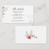シンプルなウィンター フローラル ウォーターカラー結婚式 エンクロージャーカード (正面/裏面)