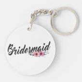 シンプルなウェディングコールigraphy - 花嫁のキーケース キーホルダー (裏面)