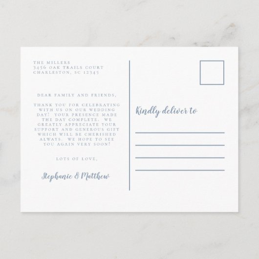 「シンプルなウェディング　お礼のメッセージ　現代風」 ポストカード (裏面)