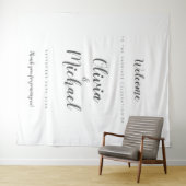 シンプルなウェディング ウェルカム カスタム バックドロップ タペストリー (インサイチュ(横))