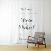 シンプルなウェディング ウェルカム カスタム バックドロップ タペストリー (インサイチュ)