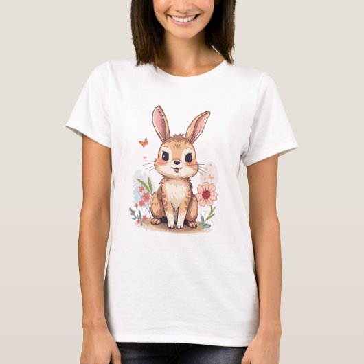 シンプルなウサギのデザイン Tシャツ (正面)