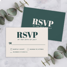 シンプルなエメラルドグリーンのモダンミニマルRSVP 出欠カード