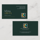 シンプルなエメラルドグリーンの専門のモダンな建築者 名刺 (正面/裏面)