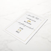 シンプルなエレガンス、SAVE the DATE(日付を保存) 箔招待状 (回転した状態)