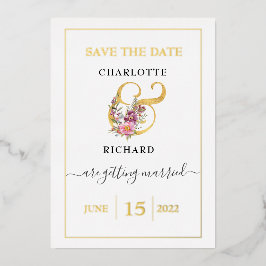 シンプルなエレガンス SAVE the DATE 装飾的な"&" 箔招待状