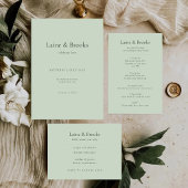 シンプルなエレガントな結婚式の返信ハガキ|sage green RSVP Card