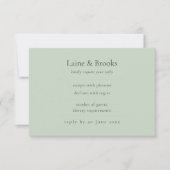 シンプルなエレガントな結婚式の返信ハガキ|sage green RSVP Card (正面)
