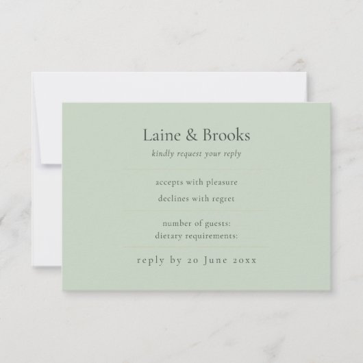 シンプルなエレガントな結婚式の返信ハガキ|sage green RSVP Card (正面)