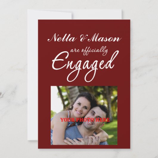 シンプルなエンゲージメント写真のお知らせ 招待状 (正面)