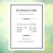 シンプルなオフィス用 黒白 開店時間 ウィンドウサイン (シート3)