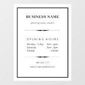 シンプルなオフィス用 黒白 開店時間 ウィンドウサイン (シート)