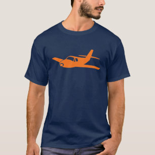 シンプルなオレンジ海軍飛行機の人のティー Tシャツ
