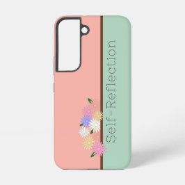 シンプルなオーダーメイドのデイジー フラワー ピーチ グリーン SAMSUNG GALAXY S22ケース